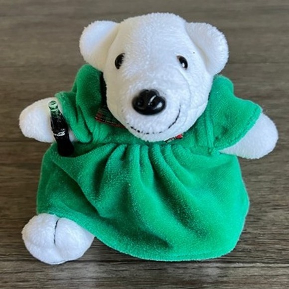 Coca Cola Other - Coca-Cola Polar Bear with Green Dress and Holiday Scarf Plush